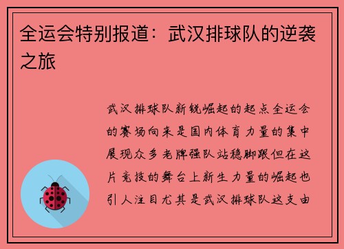 全运会特别报道：武汉排球队的逆袭之旅
